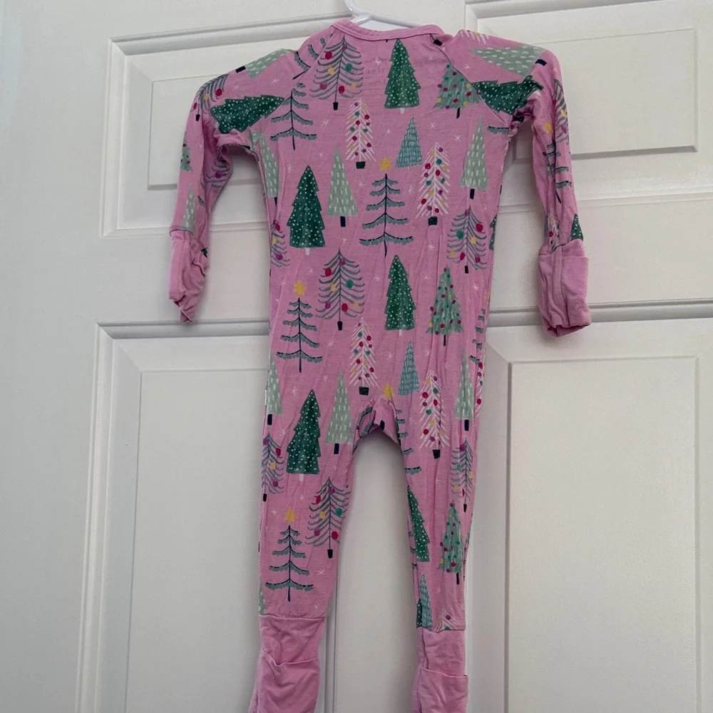 Little Sleepies Pink and Green Tree Footie - Picture 3 of 3